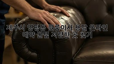 제주시 영평동 원룸이사 용달 온라인 예약 꿀팁! 저렴한 곳 찾기! 💯